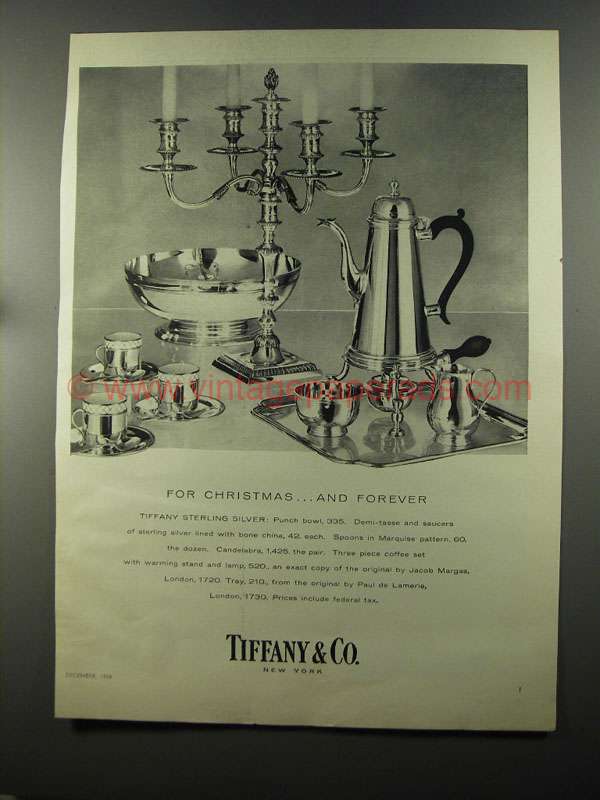 1958 Tiffany & Co. Sterling Silver Ad - Punch Bowl