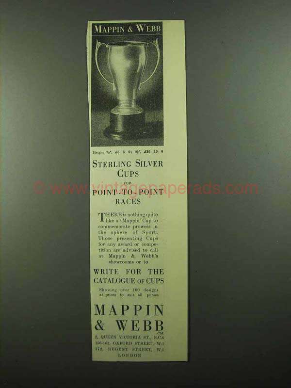 1939 Mappin & Webb Sterling Silver Cups Ad